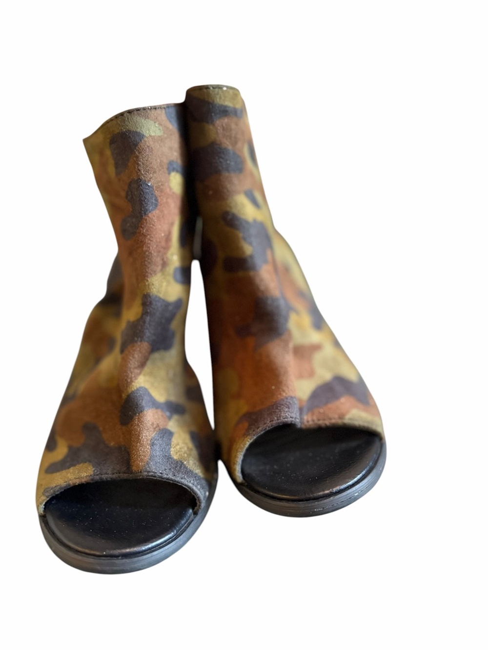 Volatile Camouflage Open-Toe Block Heel Booties Y2K - Picture 4 of 8